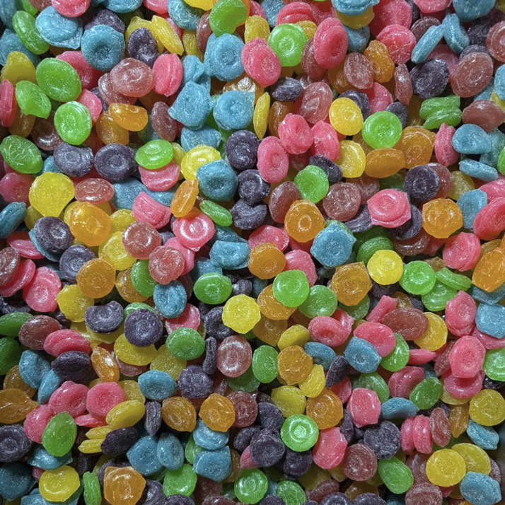 Bonbons durs ronds multicolores - saveurs acidulées